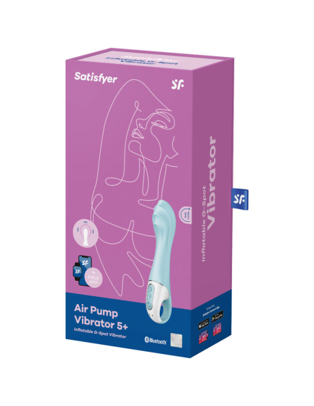 SATISFYER - AIR PUMP VIBRATOR 5 VIBRADOR PUNTO G INFLABLE APP AZUL
