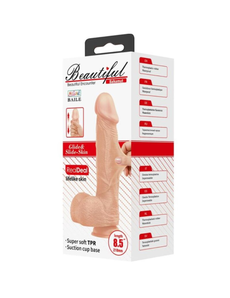BAILE - BEAUTIFUL ENCOUNTER BAHAMUT DILDO REALÍSTICO FLEXIBLE 21.8 CM NATURAL