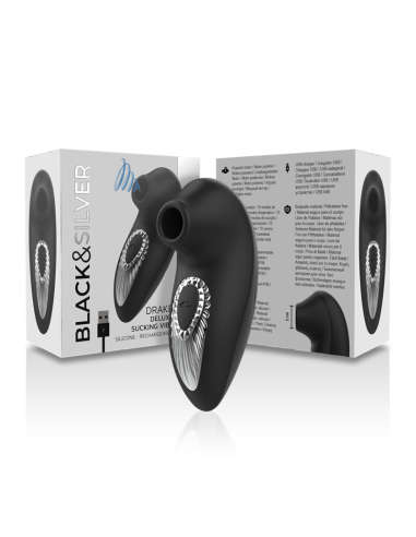 BLACKandSILVER - DRAKE DELUXE SUCKING VIBE SILICONA RECARGABLE NEGRO