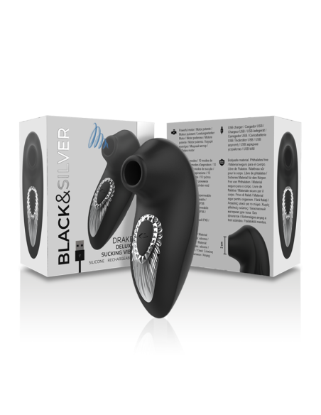 BLACKandSILVER - DRAKE DELUXE SUCKING VIBE SILICONA RECARGABLE NEGRO