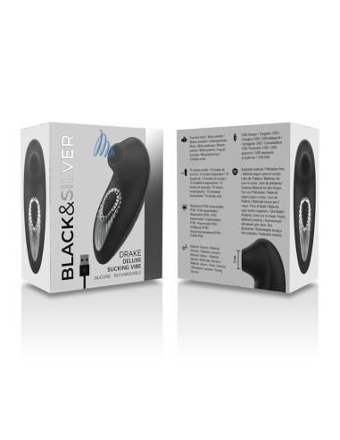 BLACKandSILVER - DRAKE DELUXE SUCKING VIBE SILICONA RECARGABLE NEGRO