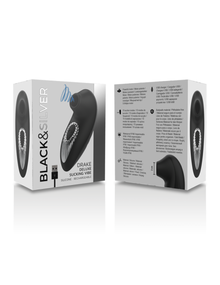 BLACKandSILVER - DRAKE DELUXE SUCKING VIBE SILICONA RECARGABLE NEGRO