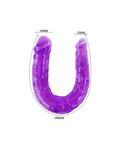 Baile - Dildo Doble Lila de Gelatina Flexible para Doble Penetración