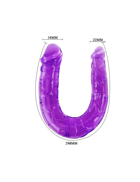Baile - Dildo Doble Lila de Gelatina Flexible para Doble Penetración