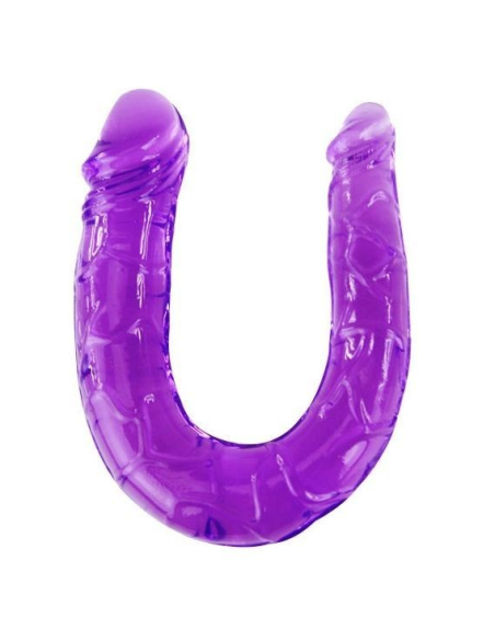 Baile - Dildo Doble Lila de Gelatina Flexible para Doble Penetración