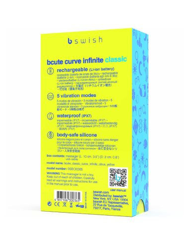 B SWISH - BCUTE CURVE INFINITE CLASSIC VIBRADOR RECARGABLE SILICONA AMARILLO