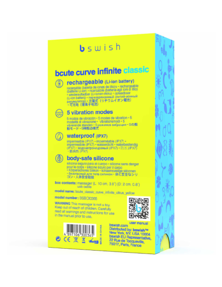 B SWISH - BCUTE CURVE INFINITE CLASSIC VIBRADOR RECARGABLE SILICONA AMARILLO