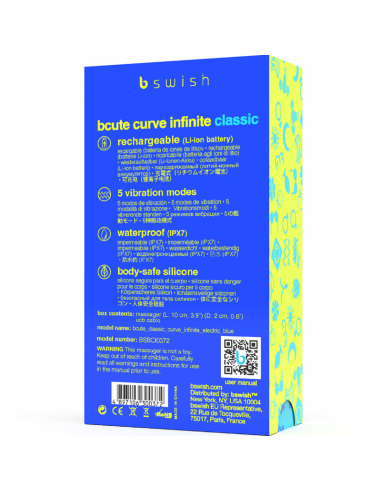 B SWISH - BCUTE CURVE INFINITE CLASSIC VIBRADOR RECARGABLE SILICONA AZUL