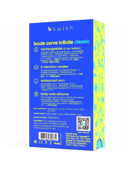 B SWISH - BCUTE CURVE INFINITE CLASSIC VIBRADOR RECARGABLE SILICONA AZUL
