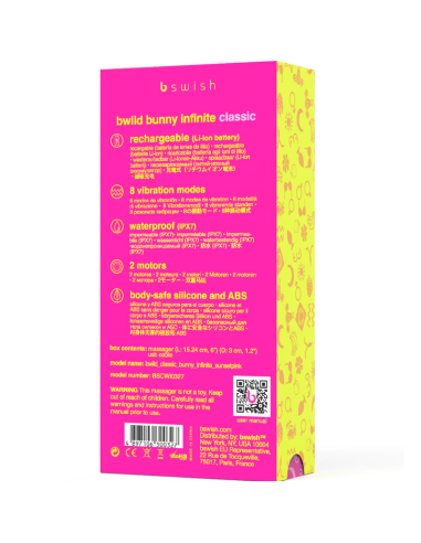 B SWISH - BWILD BUNNY INFINITE CLASSIC VIBRADOR RECARGABLE SILICONA ROSA