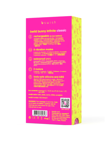 B SWISH - BWILD BUNNY INFINITE CLASSIC VIBRADOR RECARGABLE SILICONA ROSA