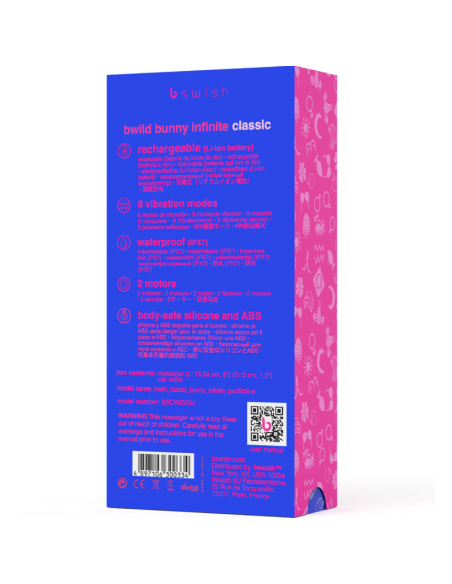B SWISH - BWILD BUNNY INFINITE CLASSIC VIBRADOR RECARGABLE SILICONA AZUL