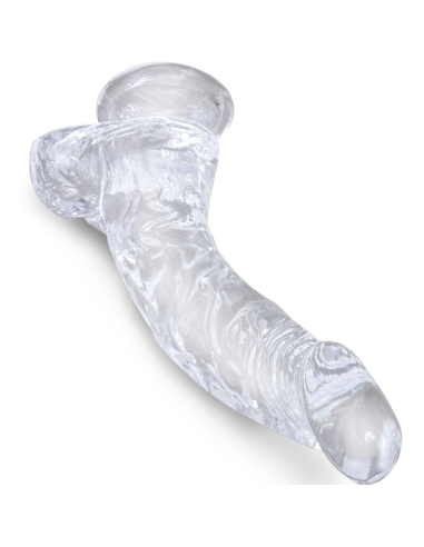 KING COCK - CLEAR PENE REALÍSTICO CURVADO CON TESTÍCULOS 16.5 CM TRANSPARENTE