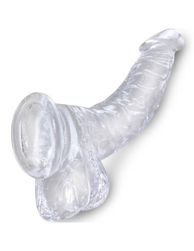 KING COCK - CLEAR PENE REALÍSTICO CURVADO CON TESTÍCULOS 16.5 CM TRANSPARENTE