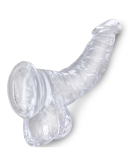 KING COCK - CLEAR PENE REALÍSTICO CURVADO CON TESTÍCULOS 16.5 CM TRANSPARENTE