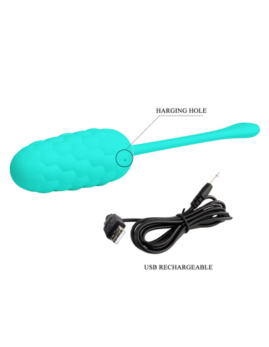 PRETTY LOVE - HUEVO VIBRADOR CON TEXTURA MARINA RECARGABLE VERDE AGUA