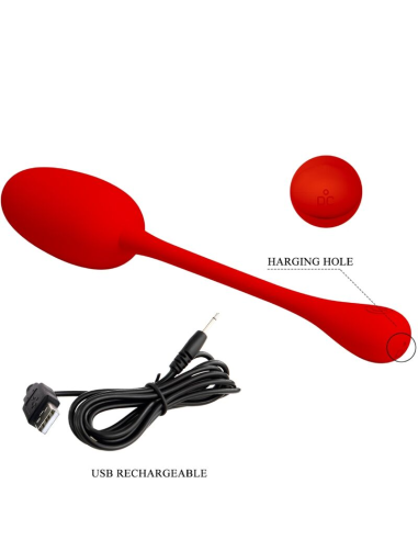 PRETTY LOVE - KNUCKER HUEVO VIBRADOR RECARGABLE ROJO