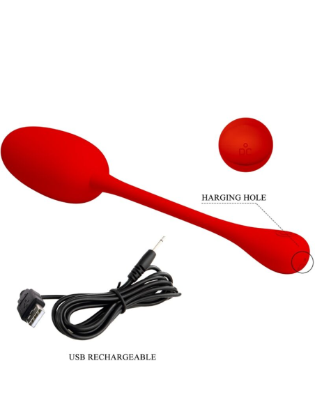 PRETTY LOVE - KNUCKER HUEVO VIBRADOR RECARGABLE ROJO