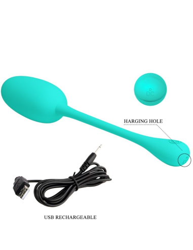 PRETTY LOVE - KNUCKER HUEVO VIBRADOR RECARGABLE VERDE AGUA