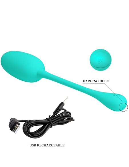 PRETTY LOVE - KNUCKER HUEVO VIBRADOR RECARGABLE VERDE AGUA