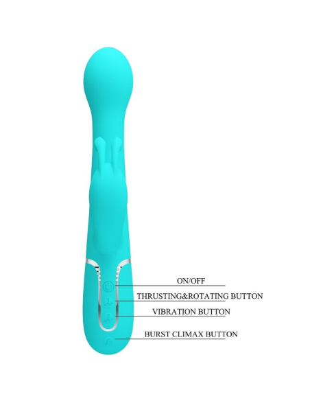 PRETTY LOVE - DEJON VIBRADOR RABBIT 3 EN 1 MULTIFUNCIÓN VERDE AGUA