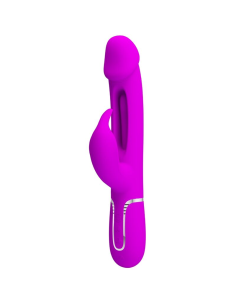 PRETTY LOVE - KAMPAS VIBRADOR RABBIT 3 EN 1 MULTIFUNCIÓN CON LENGUA FUCSIA