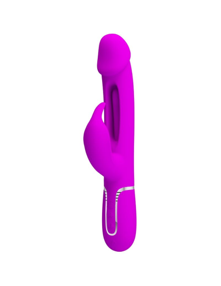 PRETTY LOVE - KAMPAS VIBRADOR RABBIT 3 EN 1 MULTIFUNCIÓN CON LENGUA FUCSIA