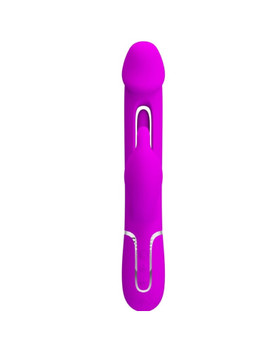 PRETTY LOVE - KAMPAS VIBRADOR RABBIT 3 EN 1 MULTIFUNCIÓN CON LENGUA FUCSIA