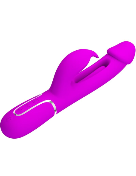 PRETTY LOVE - KAMPAS VIBRADOR RABBIT 3 EN 1 MULTIFUNCIÓN CON LENGUA FUCSIA