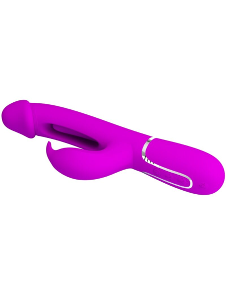 PRETTY LOVE - KAMPAS VIBRADOR RABBIT 3 EN 1 MULTIFUNCIÓN CON LENGUA FUCSIA