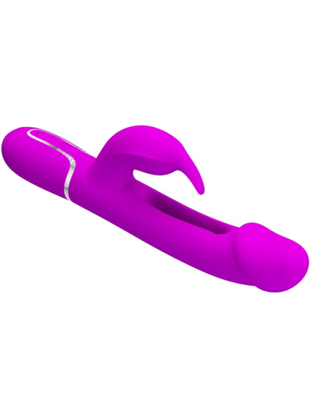 PRETTY LOVE - KAMPAS VIBRADOR RABBIT 3 EN 1 MULTIFUNCIÓN CON LENGUA FUCSIA