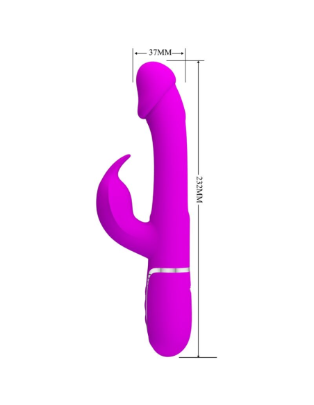 PRETTY LOVE - KAMPAS VIBRADOR RABBIT 3 EN 1 MULTIFUNCIÓN CON LENGUA FUCSIA