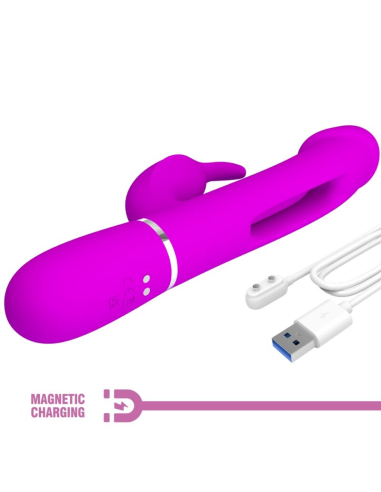 PRETTY LOVE - KAMPAS VIBRADOR RABBIT 3 EN 1 MULTIFUNCIÓN CON LENGUA FUCSIA