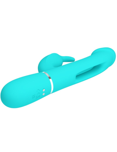 PRETTY LOVE - KAMPAS VIBRADOR RABBIT 3 EN 1 MULTIFUNCIÓN CON LENGUA VERDE AGUA