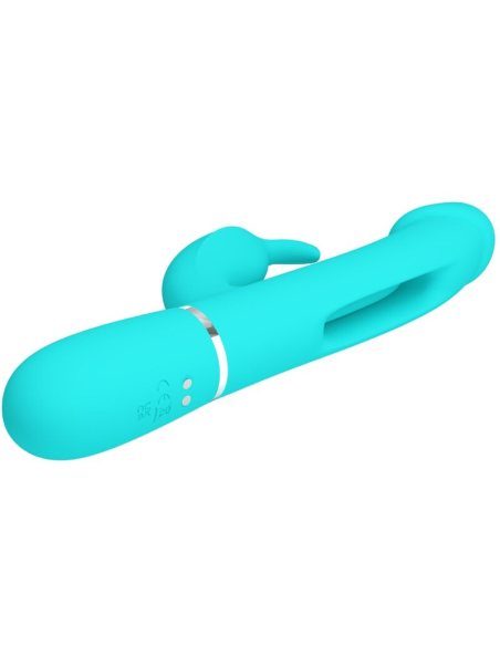 PRETTY LOVE - KAMPAS VIBRADOR RABBIT 3 EN 1 MULTIFUNCIÓN CON LENGUA VERDE AGUA