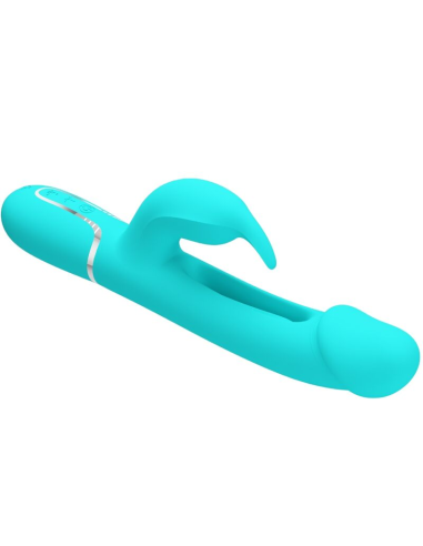 PRETTY LOVE - KAMPAS VIBRADOR RABBIT 3 EN 1 MULTIFUNCIÓN CON LENGUA VERDE AGUA