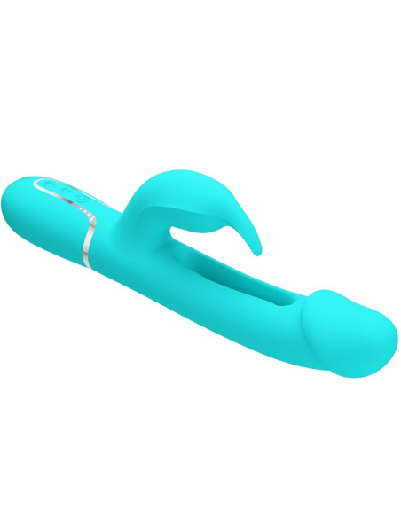 PRETTY LOVE - KAMPAS VIBRADOR RABBIT 3 EN 1 MULTIFUNCIÓN CON LENGUA VERDE AGUA