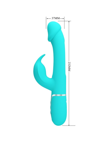 PRETTY LOVE - KAMPAS VIBRADOR RABBIT 3 EN 1 MULTIFUNCIÓN CON LENGUA VERDE AGUA