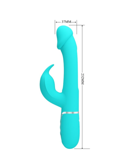 PRETTY LOVE - KAMPAS VIBRADOR RABBIT 3 EN 1 MULTIFUNCIÓN CON LENGUA VERDE AGUA