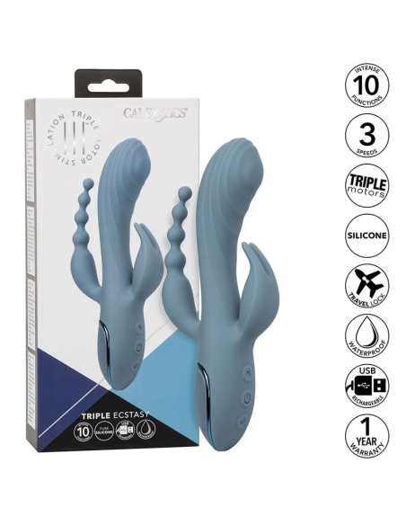 CALEXOTICS - VIBRADOR TRIPLE ÉXTASIS GRIS
