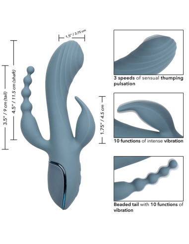 CALEXOTICS - VIBRADOR TRIPLE ÉXTASIS GRIS