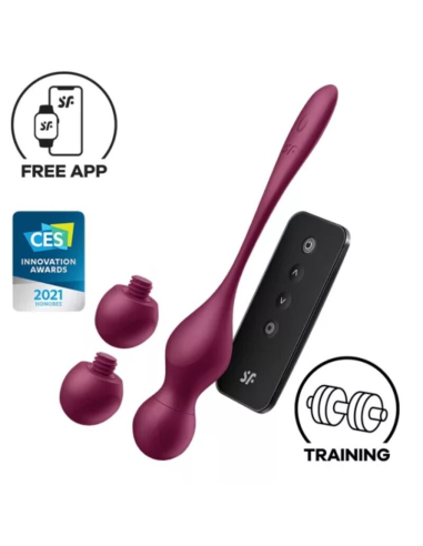 SATISFYER - LOVE BIRDS VARY BOLAS VIBRADORES APP GRATUITA ROJO VINO