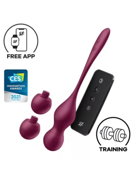 SATISFYER - LOVE BIRDS VARY BOLAS VIBRADORES APP GRATUITA ROJO VINO