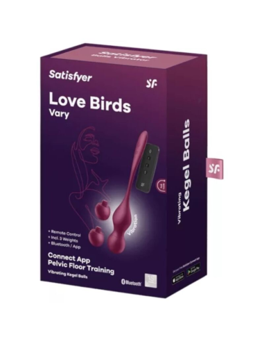 SATISFYER - LOVE BIRDS VARY BOLAS VIBRADORES APP GRATUITA ROJO VINO