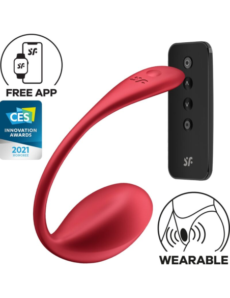 SATISFYER - SHINY PETAL ESTIMULADOR PUNTO G CONTROL REMOTO ROJO APP GRATUITA