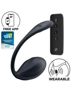 SATISFYER - RIBBED PETAL ESTIMULADOR PUNTO G CONTROL REMOTO NEGRO APP GRATUITA