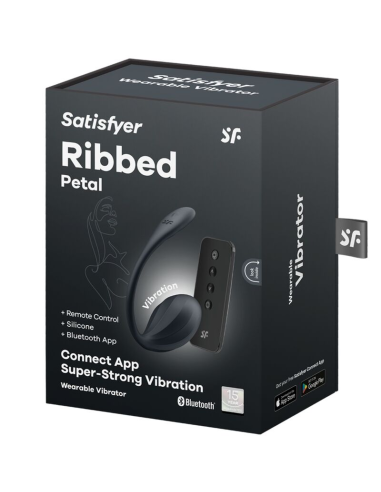 SATISFYER - RIBBED PETAL ESTIMULADOR PUNTO G CONTROL REMOTO NEGRO APP GRATUITA