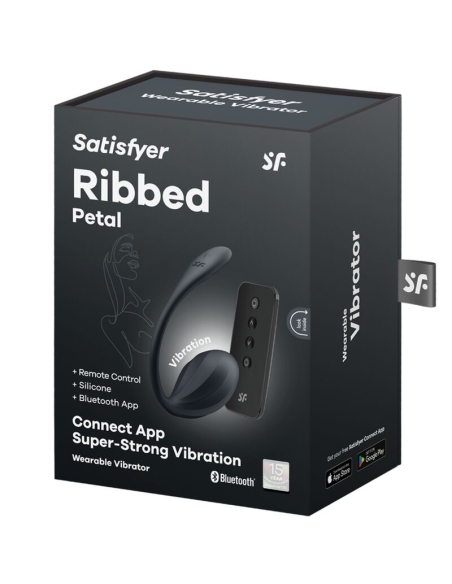 SATISFYER - RIBBED PETAL ESTIMULADOR PUNTO G CONTROL REMOTO NEGRO APP GRATUITA