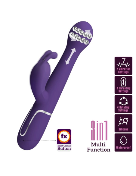 PRETTY LOVE - DEJON VIBRADOR RABBIT 3 EN 1 MULTIFUNCIÓN MORADO