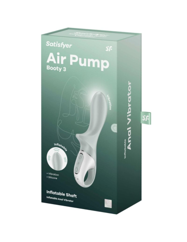 SATISFYER - AIR PUMP BOOTY 3 VIBRADOR ANAL INFLABLE VERDE GRIS